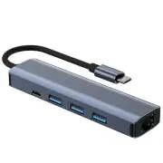 5 in 1 USB C to USB 3.0& RJ45 1000Mbps Hub Splitter Multiport Adapter fr Macbook