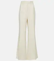 [Chloe] Chloé High-rise silk and wool flared pants AU 12 white