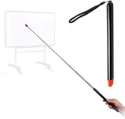 Pointer - Teachers Pointer - Teaching Pointer - Hand Pointer Extended Length, Presenter Whiteboard Pointer, Black Matte with Chrome Trim Black Lanyard