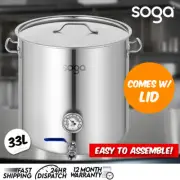 SOGA Stainless Steel Brewery Pot 33L With Beer Valve 35*35cm