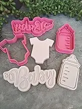 Baby Text, Onesie & Baby Bottle Set Cookie Fondant Embosser Stamp and Cutter Baby Shower Cookie Cutter