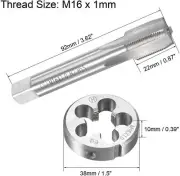 M16×1 HSS Metric Tap And Die Set,Thread Tap + Round Die Right Hand HSS Taper
