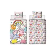 Peppa Pig Single Duvet Cover Set Children's Reversible Panel Bedding Playful