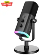 2025 USB/XLR Dynamic Microphone with Touch Mute Button,Headphone Jack, Controls
