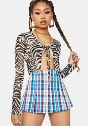 A Little Wild Mesh Tie Front Top