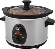[Quest] 35260 Slow Cooker / 1.5 Litres/Compact Stainless Steel / 120W / 3 Temperature Settings/Transparent Toughened Glass Lid/Dishwasher Safe