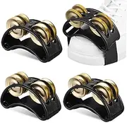 JOINPAYA 4 Pcs Metal Foot Tambourines with Adult Boys and Girls Percussion Instrument Music Accessory for Concerts and Parties