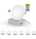 6 Inch 5CCT LED Recessed Ceiling Dimmable Light with Junction Box 2700K-5000K