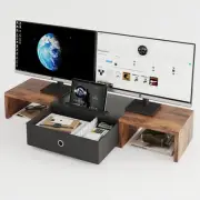 Dual Monitor Stand Riser with Drawer - 36Inch Large Storage Computer Monitor ...
