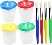 Angoily Colors Painting Brush Set with Cleaning Cups Includes Paint Cups Brushes for Ages for Young Artists to Create Beautiful Watercolors