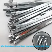 100pcs 304 Stainless Steel Cable Ties Self Locking Cable Zip Ties 4.6mm