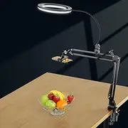 Sensyne 10" Ring Light with Overhead Phone Mount, LED Selfie Light with Stand and Phone Holder, Desk Light for iPhone, Desk Tripod for Video Recording, YouTube, TikTok, Live Stream, Cooking, Vlog