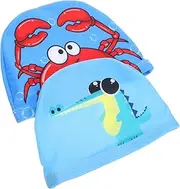 2pcs Flexible Swim Cap for Comfortable Swimming Hat with Cute Crab Designs Durable Ear Protection for Swimming Pool and Beach Activities