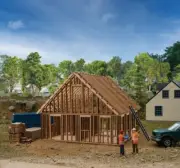 Walthers Cornerstone HO 1/87 HOUSE UNDER CONSTRUCTION Real Plywood Laser-cut Kit
