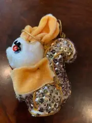 LeeWards MR. CHATTER Squirrel Sequin Bead Christmas Ornament Vintage