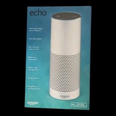 NEW AMAZON ECHO SMART SPEAKER WITH ALEXA 1ST GENERATION WHITE BLUETOOTH WI-FI