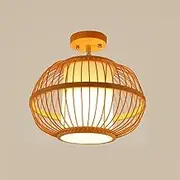 Retro Ceiling Lamps Bamboo Lantern Pendant Lamp E27 Hand-Woven Rattan Lampshades Ceiling Lights for Bedroom,Living Room,Study,Bars,Hotels,Kitchen Decorative