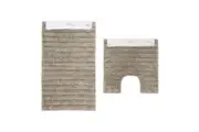 2pc Algodon Polyester Lawson Plush Bath Runner Non-Slip Soft Mat Set Taupe