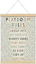 Playroom Kids Tollder Room Wall Decor, Play Room Rules Wall Decor for Kids Play Game Room Bedroom Nursery Home School Playroom Essentials, Canvas Hanging Banner Wood Poster Frameds 12x16 Inch