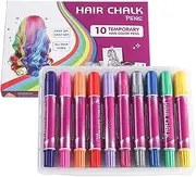 Hair Chalk for Girls | 10 Colors Hair Dye Markers,Temporary Coloring Markers, Washable Makeup Kit, Fun Toy for Teens Adults Cosplay