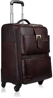 DORPER Money Hill Leather 44 litres Laptop Business Roller 18 inch Trolley Travel Bag for Men Cabin Size (2.5Kg), BROWN, M, Luggage