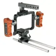 DSLR Cage Wooden Handle with 15mm Rod Baseplate for Sony A7S Lumix GH3 GH4 Camer
