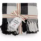 Buffalo Check Plaid Blanket Cotton Throw Black & White Farmhouse 50" W x 60" L