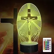 Cross 3D Night Light, Attivolife Jesus Illusion Hologram Lamp 16 Color Changing with Remote Control + Timer, LED Best Birthday Christian Gift to Religious Women Men Commemorate Present