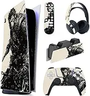 PlayVital Skin Compatible with PS5 Console Digital Edition, Vinyl Skin Protective Film Stickers for PS5 Console, Controller, Charging Station, Headset, Media Remote Control, Inkblade Wukong