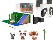 Minecraft Mob Head Minis Panda Playset - 2 Tier House, 2 Panda Figures, Water Slide, Bamboo Garden, Birthday Party, for Children from 6 Years, HLL25