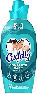 Cuddly Concentrate Complete Care Liquid Fabric Softener Conditioner, 850mL, Ocean Wave, Long Lasting Fragrance, 8 in 1 Benefits, Anti-Wrinkle, Colour Protect, Stain Defence