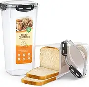 [TIME4DEALS] Bread Box Pack of 2 Bread Container - Fresh Bread Storage Box Plastic Bread Keeper with Airtight Lid, Sandwich Bread Dispenser Loaf Storage Saver for Kitchen Home, BPA Free, 5 Liter