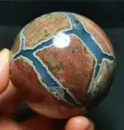 TOP 324G Natural Polished Football Agate Crystal Sphere Ball Healing WD1119