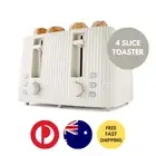 Toaster 4 Slice Electric Modern White with Wide Slots Crumb Tray Toast Slot