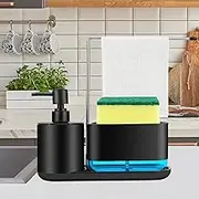Soap Dispenser Kitchen Set with Tray Multifunctional Kitchen Press Soap Dispenser with Towel Holder Detachable Hand and Dish Soap Dispenser Set with Sponge Holder Reusable for Kitchen Countertop