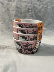 NEW Set of 4 Hello Kitty Sanrio Melamine Skeleton & Web Halloween Tidbit Bowls