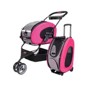 IBIYAYA 5-in-1 Combo EVA pet Carrier & Stroller Backpack - Hot Pink
