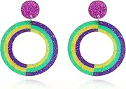 [CYV] Acrylic Colorful Sun Round Geometry Hollow out Carnival Dangle Earrings for Girls Mardi Gras Holiday Jewelry Gifts