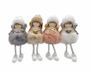 bulk 24 Xmas Sitting Furry Angel Deco 4 Assort Decoration 10x19cm