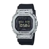 在飛比找PChome24h購物優惠-【CASIO G-SHOCK】頹廢搖滾風方形電子腕錶-油漬銀