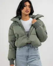 [Ava And Ever] Ava And Ever Women's Academy Puffer Jacket in Olive Size 6 6 Olive