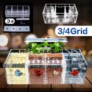 Acrylic Tank for Fighter Betta Fighting Fish LED Light w/ USB Water Pump 3/4Grid
