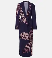 [Dries Van Noten] Dries Van Noten Printed embellished wrap dress AU 10 blue