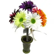 Multicolor Gerbera Daisies in Ceramic Pot - 16" with 6 Stems