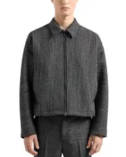 Textured Blouson Wool Blend Jacket
