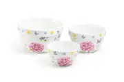 Grace Teaware Hydrangea with Butterflies 3-Piece Bowl Set