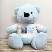 Memorial Photo Teddy Bear 40cm Light Blue, Loss, Remembrance, Sympathy Gift