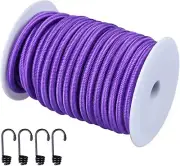 CARTMAN 1/4" Elastic Cord Stretch String, 40kg x 50ft, with 4 Hook