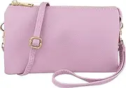 [B BRENTANO] Vegan Leather Multi-Pocket Crossbody Purse/Clutch with Card Slots, Removable Wristlet & Adjustable Shoulder Strap