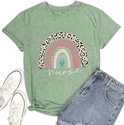 [Caiyao] Nurse Shirts for Women Short Sleeve Nursing Kids Gift Registered Nurse Labor and delivery Tees